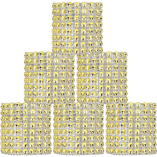 Sølv Rhinestone Bånd Serviettringer Bling Sett for Dekorasjon 50
