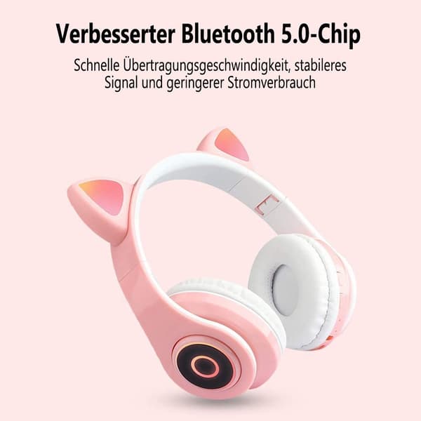 (pinkki) kuulokkeet LED-valoilla, on-ear-kuulokkeet