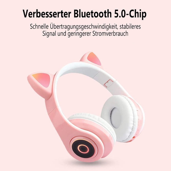 (Sort) Hovedtelefoner med LED-lys, on-ear hovedtelefoner