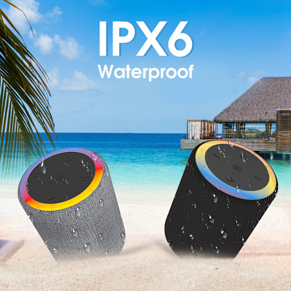##/Vanntett Bluetooth-høyttaler for utendørs - Grå, Cylinder Dazzle Mini##/