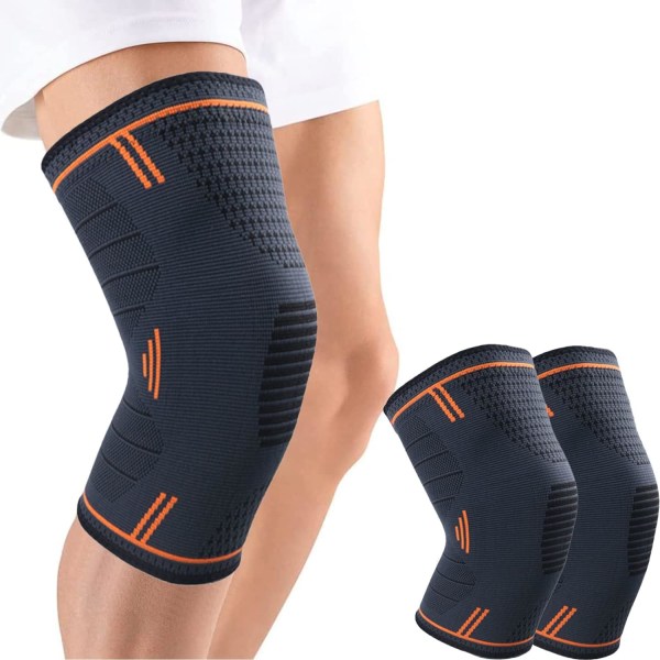 Orange Sports Knæpuder, 2 Pak Justerbare Elastiske Knæpuder, Pa