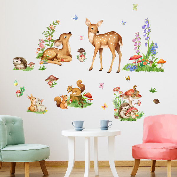 2 Pack Planter Blomster Tegnefilm Dyr Wall Stickers, Wall Sticker