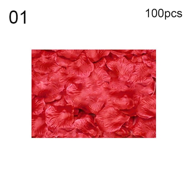 100 stk. Fake Blomster Romantiske Fargerike Stoff Kunstige Roseblomstblader til Bryllup 1