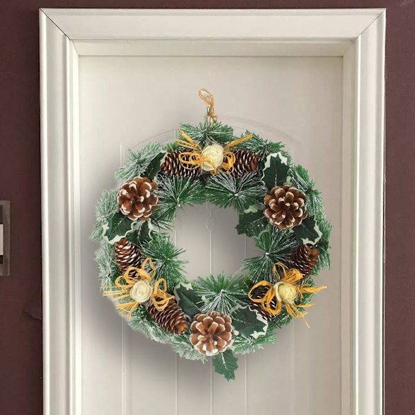 ##/Julekrans av kunstig furu med kongler 30x30cm##/