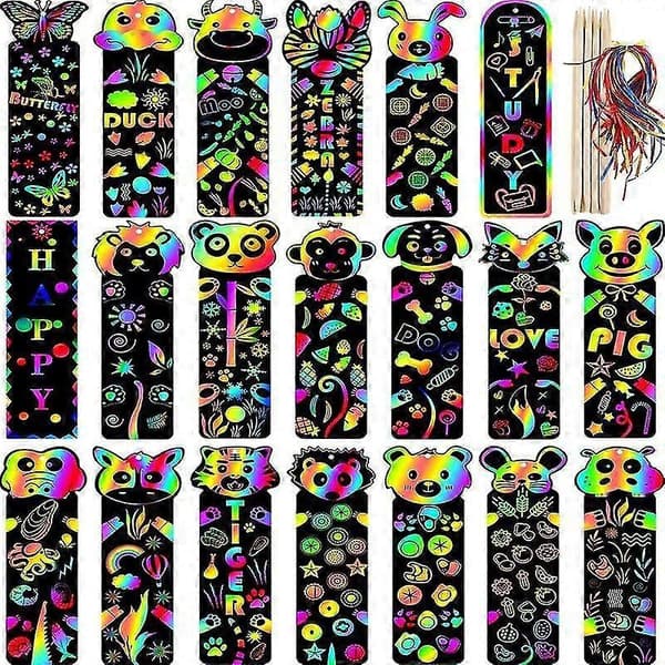 Skoleutstyr for barn | Bokmerker Skraping | Barnebokmerke - Bokmerke - 12pcs