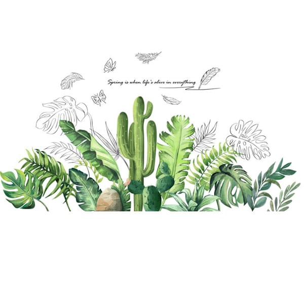 2 stk. Veggklistremerker Grønne Blad Veggklistremerker Mural Dekaler for