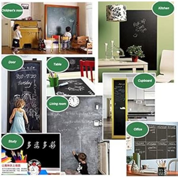 Sort Tavle Kridt Vægsticker Indpakningspapir 45cm x 200cm