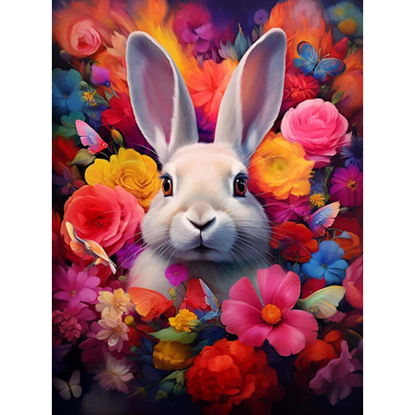 ##/5D Diamantmålning-DIY-30x40cm-Blomma Kanin##/
