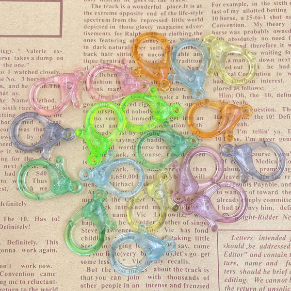 ##/128 st Plast Hummerklämmor Hakenklämmor Nyckelringar Karabiner för DIY Ryggsäck Nyckelring Kedjor (128 st 25 mm Klar Hummer Färgglada)##/