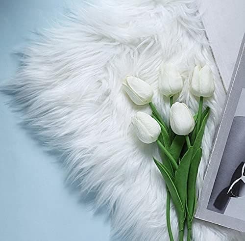 24 stk Kunstige Hvite Latex Tulipaner, Kunstige Brudeblomster Bo