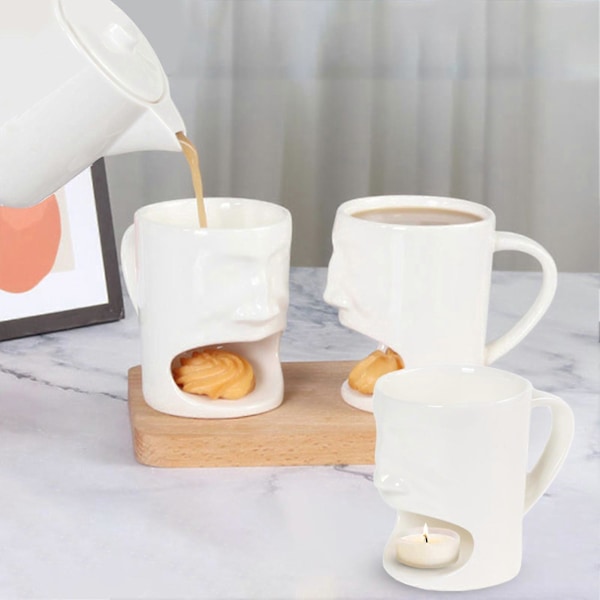 1/2 stk. Chokoladefondue Krus 200ml Keramisk Kaffekop med Gafler Smelte Krus til Chokolade Ost Smør Fyrfadslys Fonduegryde Hyggelig Atmosfære M 2pcs