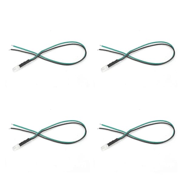 20 stk. LED Pre Wired LightEmitting Diode Normalt Åpen Rund Høy Lysstyrke InLine 12V 5mm (Hvit Emit Grønn)