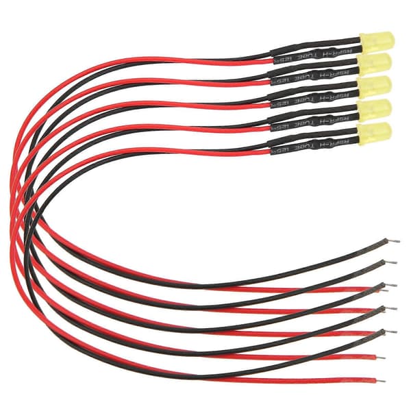 100 st 12V Klar 5mm Förkopplade Lysdioder med 20cm Tråd LED Ljus Pärlor Gul till Gul