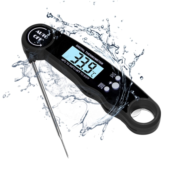 Foldbar Køkkentermometer (Sort), 3 Sekunders Instant Læsning