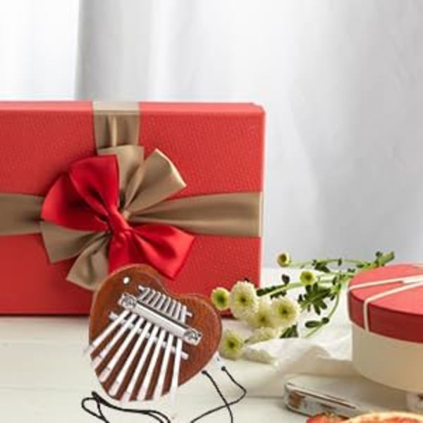 1 Stykke (Træhjerte) 8-Tast Kalimba, Limba, Børneinstrument