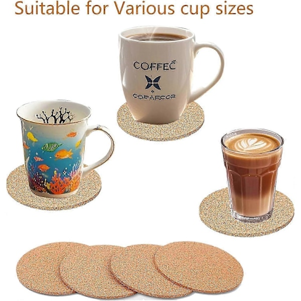 12 stk. 9,9 cm x 0,5 cm runde absorberende kork coasters til te/kaffe