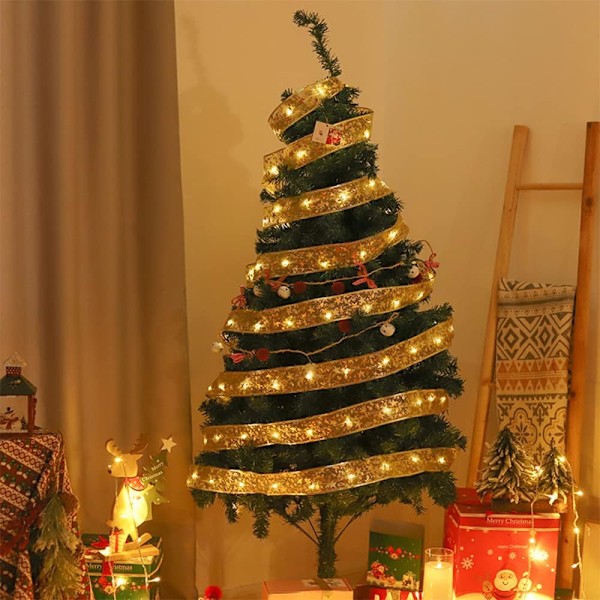 ##/Julelys med bånd (4M, Varmt hvitt lys), Lys##/