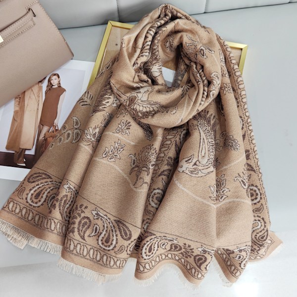 ##/Falsk cashmere varm dobbeltsidet trykt frynset sjal 180*70cm##/