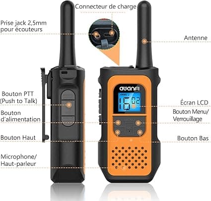 Genopladelige Walkie Talkies til Børn og Voksne, 2 stk., Lang Rækkevidde