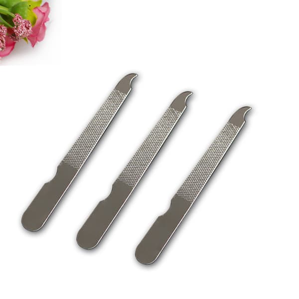 Nagelfilsset Dubbelsidig Nagelfil med Böjd Spets, Metallfil
