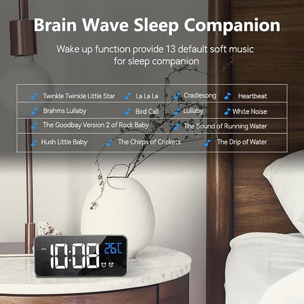 (Silver) Digital väckarklocka LED-väckarklocka med snooze-funktion Laddar USB-portar