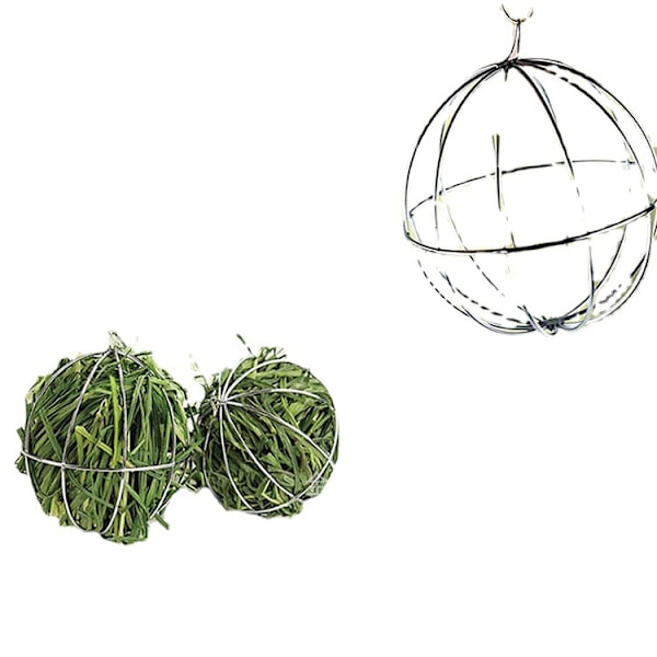 ##/2-pack Petgräs Höboll i Rostfritt Stål Hängande Boll Dispenser Petgräs Ram för Små Djur Hamster Chinchilla Grisar Kalkon##/
