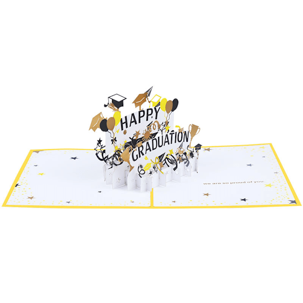 ##/Sett med 2 gratulasjonskort 3D pop-up for eksamensseremoni - Håndlaget pop-up-kort i fint papir - Eksamen /090##/