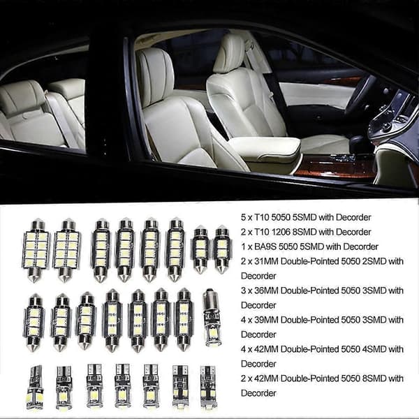 6500K 150LM 12V T10 SMD LED valkoinen polttimo auton lukuvaloon (23 kpl)