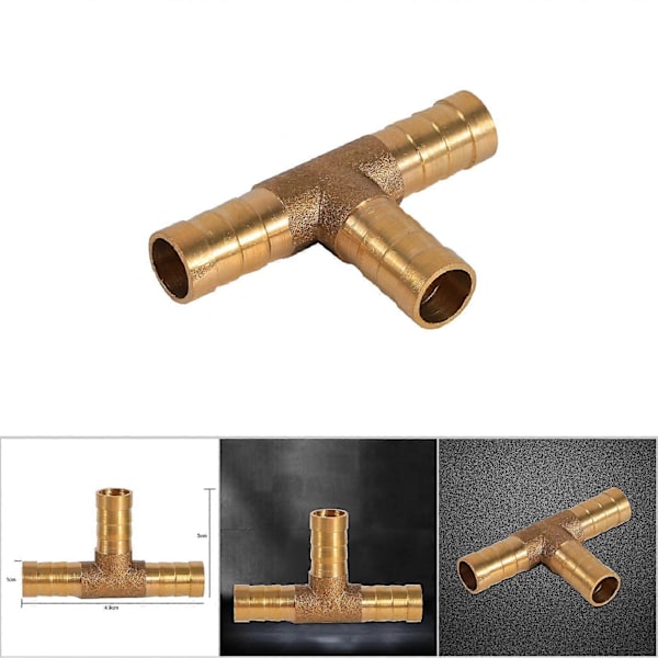 Mässing T-stycke 3-vägs bränsleslang Kopplingsanslutning 10mm för tryckluft olja gasrör