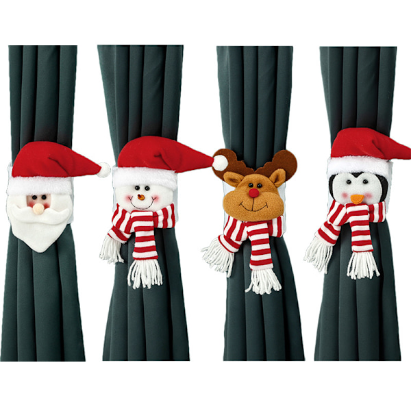 ##/4 st julfigurer gardinband, älg+pingvin+snögubbe+tomte##/