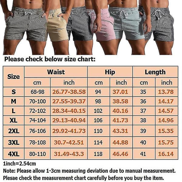 Herre Bløde Stribede Shorts Drenge Casual Elastik Talje Sports Hot Pants Komfortable