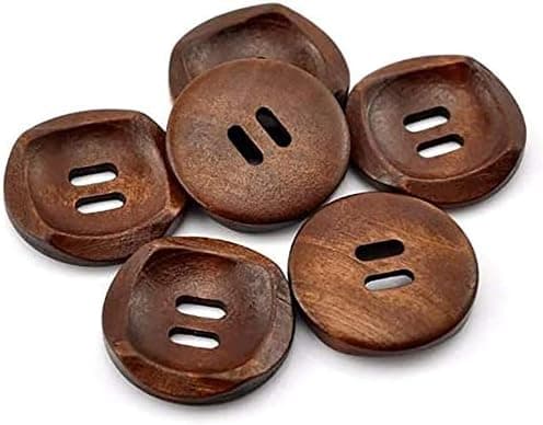 10 Runde Brune Træknapper 30mm med 2 Huller (30mm-10Stk)