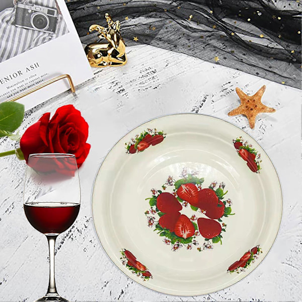Tallrik Porslin Stor Kapacitet Blomstermönster Elegant Förrätt Matservering Emaljerad Skål Köksartiklar C