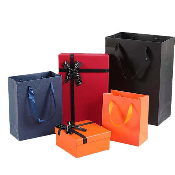 ##/Smuk Dig Orange Kraft Gaveæske 2 stk. - Tom gaveæske 14*12*5.5cm - Nem at samle gaveæske til fester fødselsdage bryllupper begivenheder.##/