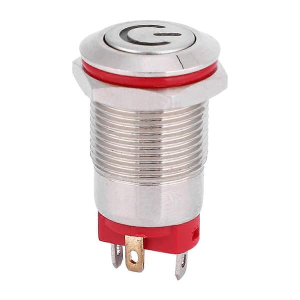 4-pinners vanntett 12 mm metallknappbryter, strømformet LED selvlåsende bryter (hvit 100~240V)