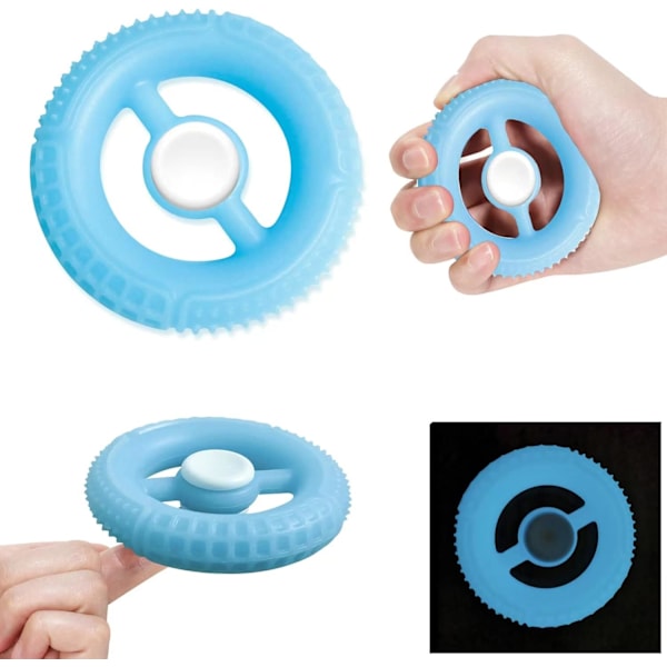 2-pack Silikon Fingertopp Gyro Snurrande Ring som Lyser i Mörkret