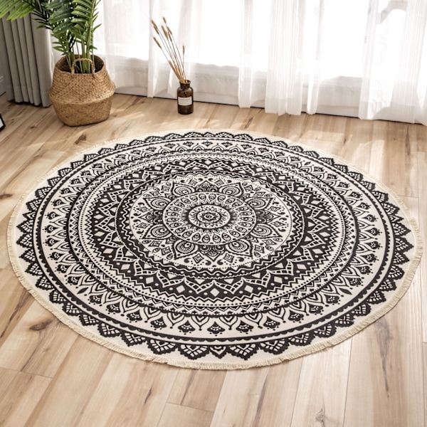 ##/Utendørs teppe mandala teppe rundt 120 cm vaskbart bomulls teppe##/
