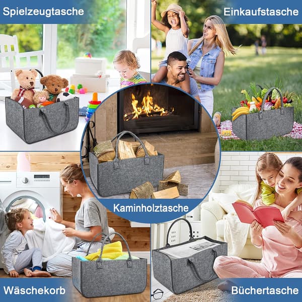 Sett med 2 filtposer - Foldbare, transportable - Lysegrå, allsidig