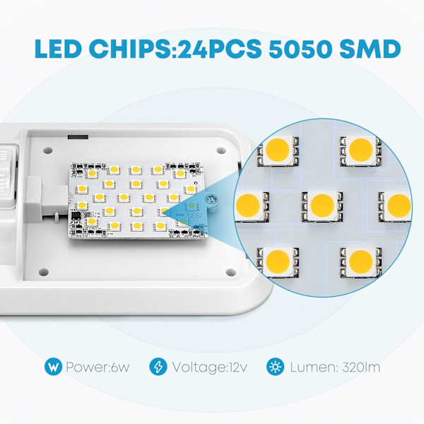 2 KPL 12 V LED-sisävalot Auto Caravan Lamppu LED-polttimo 800LM Nat
