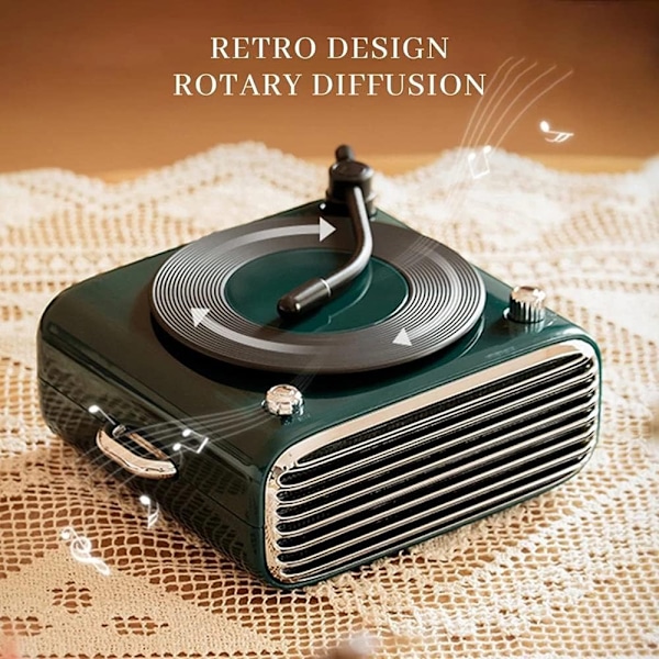 (Vit) Retro Trådlös Bluetooth-högtalare Vinyl-skivspelare CD-spelare C