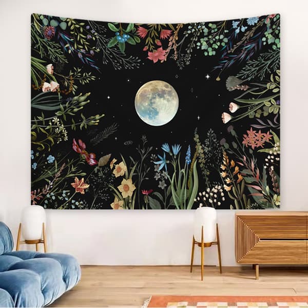 130x150cm Väggbonad med månskensgård för naturdekoration