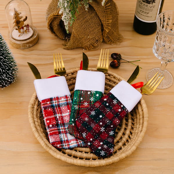 ##/Set med 3 julbesticksäckar - Snöflinga, Köksbestickshållare##/