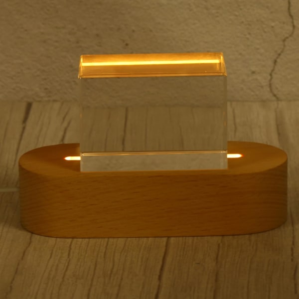 Puinen LED-valojalusta, 2 kpl soikea puinen 3,74" x 0,2" Wa