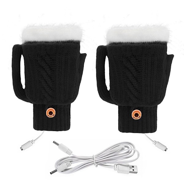##/Svarte USB-oppvarmede hansker Varme hansker##/
