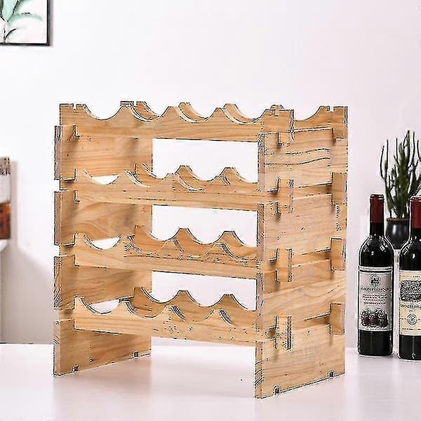 Klassisk DIY Vinställ i Trä för Vinflaskor, Förvaringsställ för Vin, Barhylla, Fristående