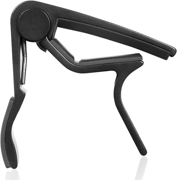 Guitar Capo med 5 Picks (Sort) - 75*80mm, Alloy Guitar Capo til 6 Strenge
