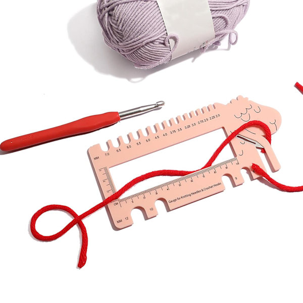 ##/Stickstorleksmätare, Rosa, Plast Stickstorleksmätare Verktyg Linjal Sticka##/
