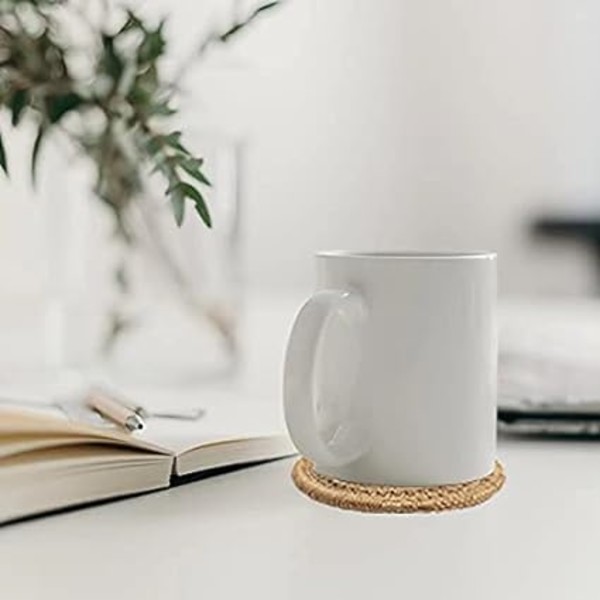 6 stk. Kaffe Farvede Drikkeunderlag, 11cm Runde Vævede Underlag Vand