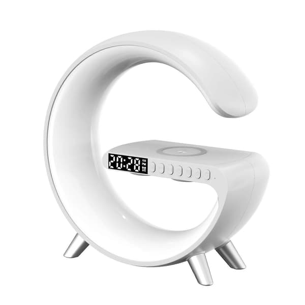 Smart Ambient Light 15W Trådløs Opladning Bluetooth Højttaler Vækkeur Intelligent Ambient Lampe EU Stik
