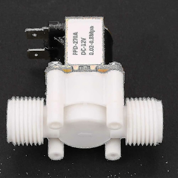 Magnetventil, DC 12V G1/2\" NC Plastik Vandindløbsmagnetventil 0,02-0,8 Mpa Normalt Lukket Elec
